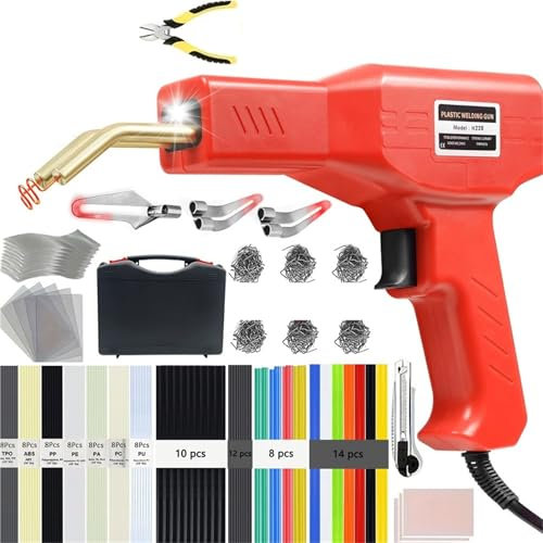 RVIFY Saldatrice per plastica 200-220W Graffette a Caldo, saldatrice per plastica 3 in 1 Pistola per Saldatura Riparazione paraurti Auto Fissaggio superfici in plastica(220W Style 1)