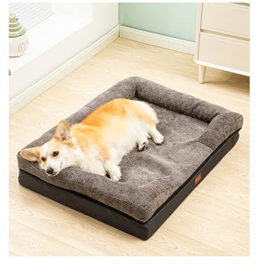Hundbädd, kattbädd, ortopedisk hundbädd, husdjursmatta, massagesvamp, vattentät och tvättbar, dubbelfunktion(Gray,60 * 45cm/23.6 * 17.7in)