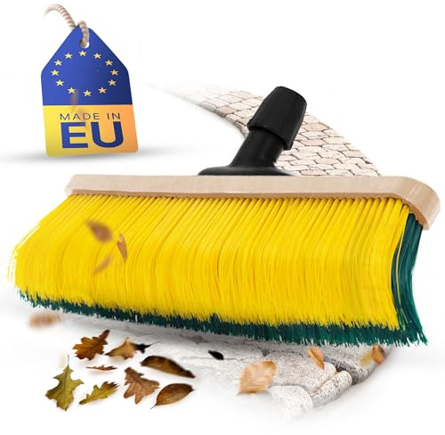 Novaliv Balai à griffes avec manche de 60 cm, poils spéciaux incurvés – Idéal comme balai de jardin, balai à griffer, gazon artificiel, idéal pour le camping, la route