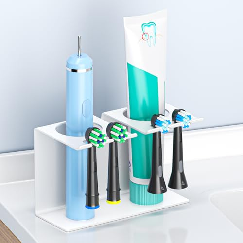 YYBO Aufsteckbürsten Halter, Zahnbürstenhalter Elektrische Zahnbürsten Halter Wand oder Stehend, Zahnburstenhalterung Ohne Bohren, Bad Zahnbürstenköpfe Halterung für Zahnpasta Aufbewahrung (Weiß)