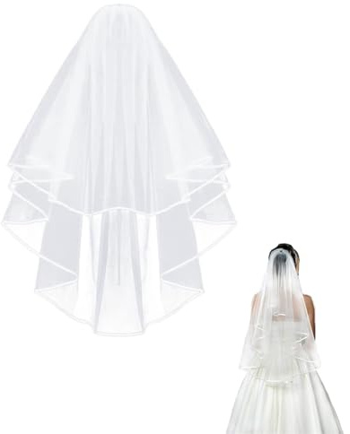 Hochzeit Brautschleier, Schleier Kurz Elegent Braut Bridal Tüll mit Kamm Tüll Hochzeitsschleier Hochzeit Kurzer Schleier mit Kamm 60–80 cm, für Junggesellinnenabschied Traumhochzeit Hochzeit Zubehör