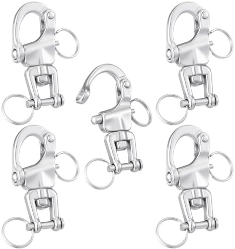 Otoolling 316 Stainless Steel Swivel Snap Shackle Clevis Quick Heavy Duty Release Spring Hook Marine Grade Sailing Halyard Shackle for Boat Rigging Industrial Lifting Climbing(5 Pack,2-3/4 Inch(70mm))