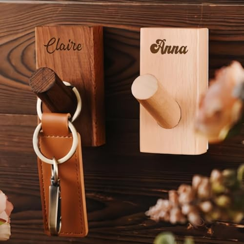 Individuell Gravierte Wandhaken Aus Holz, Personalisierte Kleiderhaken Für Bad Und Schlafzimmer, Mehrzweckhaken Für Hüte Und Kleidung, Platzsparendes Design, Dekoratives Geschenk Für Zuhause