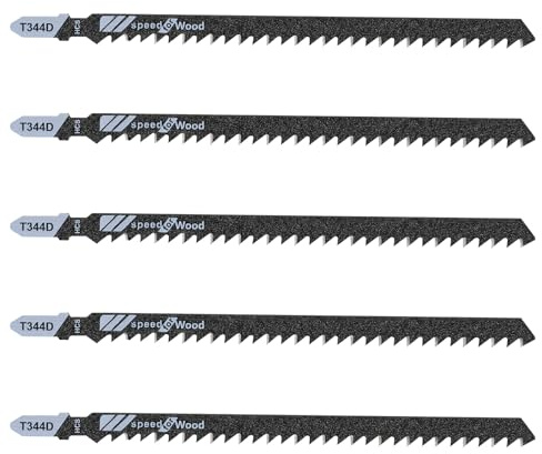 5PCS Jigsaw Blades Wood T Shank Jigsaw Blades T344d 6 Inch Long Jigsaw-Blade High Carbon Steel Jig Saw Blade Assorted Replacement Jigsaw-Blade for Cutting Wood Metal Hardwood Pvc Plastic