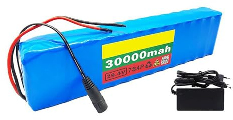 Batería De Bicicleta Eléctrica De 24V 30AH Batería De Iones De Litio para Patinete Eléctrico 7S4P Batería De Iones De Litio De Larga Duración para 200W-350W Motores XT30