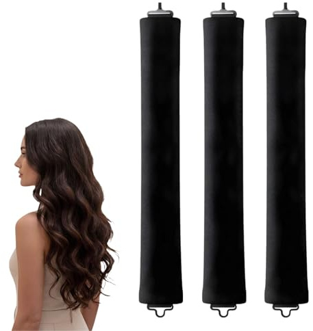 Gefaps Heatless Blowout Rods, Overnight Curls Heatless Curlers for Long Hair, 3 Pcs Velvet No Heat Curling Rods, Sleep In Flexi Rods for Soft Natural Waves, Washable