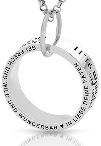 Taufkette 925 Silber Gravur Taufring Kette Ring Text Taufspruch Schmuck Kommunion Namenskette Taufschmuck Mädchen Junge Silberschmuck zur Taufe Geschenk | HANDMADE IN GERMANY
