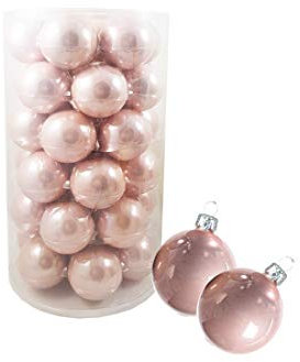 irpot Palline di Natale Sfere Decorative in Vetro Dimensioni e Colore a Scelta. (8 cm N16047, Rosa Cipria/Apricot)