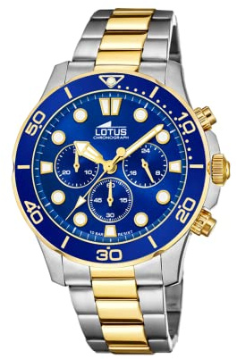 LOTUS Reloj Hombre Analógico de Acero Inoxidable 316l Multicolor | Movimiento de Cuarzo, Cronógrafo, Cristal Mineral de Alta Resistencia, Resistente al Agua 10 ATM 18757/1 Excellent
