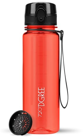 720°DGREE Kinder Trinkflasche 500ml “uberBottle“ crystalClear +Sieb - BPA-Frei, Auslaufsicher - Für Schule, Sport, Fitness - Schmale Wasserflasche aus Tritan - Leicht, Stoßfest, Wiederverwendbar