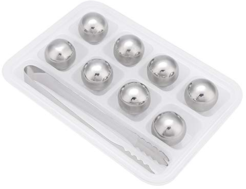 ciciglow Piedra Inoxidable del refrigerador del Vino de Stee, Rocas del refrigerador de la Bebida de la Piedra del refrigerador del Vino del refrigerador del Whisky(Round Ball)