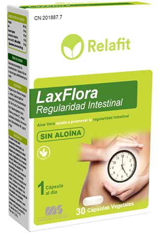 Laxflora – 30 Cápsulas | Relafit - Laboratorios MS | Suministro para 1 mes | Laxante con probióticos SIN aloína | Tratamiento eficaz contra el estreñimiento y acelera la digestión | Vegano