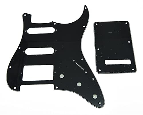 Dopro Strat HSS Gitarre Pickguard ST Back Plate Tremolo Cover für USA/Mexican FD Strat schwarz 3-lagig