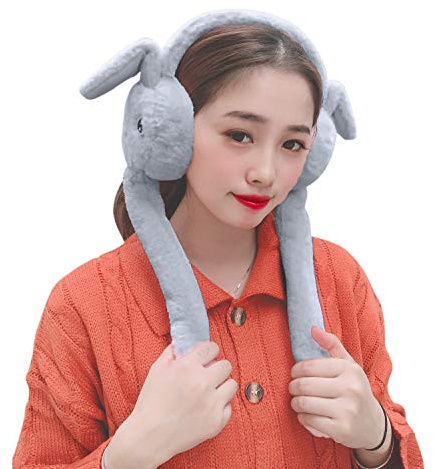 Winter Plush Earmuffs with Moving Ears Cute Ear Warmers Outdoor Earmuffs Funny Ear Muffs for Winter Ear Muffs for Women Winter Ear Warmers Earmuffs with Moving Animal Ears for Cold Weather
