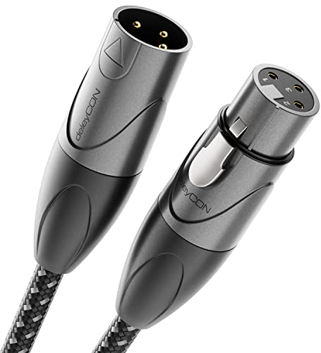 deleyCON 1m Mikrofonkabel XLR Stecker auf XLR Buchse Kabel (Studio Qualität, OFC Kupfer) - für Mikrofon, Verstärker, Mischpult, Aufnahmestudio, Lautsprecher, Aktivlautsprecher - 3 Polig