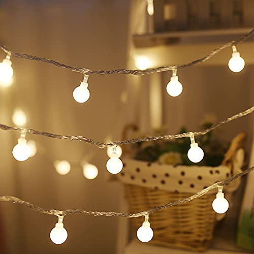 Cadenas de luces LED, lámpara de cadena de perlas artificiales de 10 m Lámpara de cadena esférica decorativa de 100 LED con 2 modos de iluminación, cadena de luces colgantes para la decoración del jar