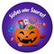 Süßes oder Saures Halloween Magnet rund mit Kürbis und Süßigkeiten als Dekoration für den Kühlschrank zur Herbstzeit und zu Halloween für alle die Süßigkeiten mögen