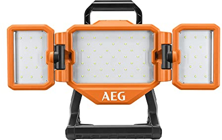AEG - Projecteur Triple Panneaux 18V, 3500 lumens Hybride : Fonctionne sur Batterie (Non fournie) ou Secteur - BLP18-0, Orange