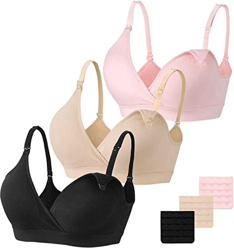 Vinfact Nursing Bra 3 Pack Seamless V Neck Maternity Bra Women Pregnancy Breastfeeding Bra