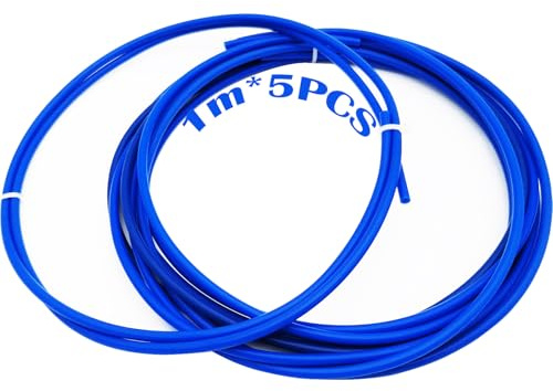 CTRICALVER 1M PTFE Schlauch, 2mm ID X 4mm OD Tube Teflonschlauch, zum 1.75mm Filament Bowden 3D Drucker (5 Stück, Blau)