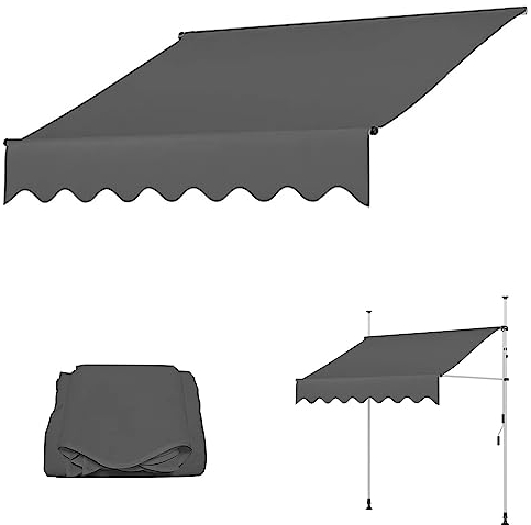 TRUNXUCL Einziehbarer Ersatzstoff für Markisenstoff, Terrassen Sonnenschutz, 180g/m², UV und Wasserabweisender Stoff für Terrasse, Balkon, Hof (Color : Grau, Size : 2.5M/98.4IN)