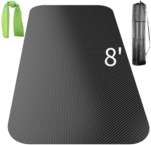 Large Gym & Workout Mat 96 x 32 Treadmill, Exercise Bike & Yoga Mat for Home Gym, Weightlifting & Cardio, Fitness & Flooring Rubber Mat