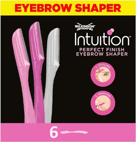 WILKINSON SWORD - Intuition Augenbrauenformer für Frauen | Gesichtshaarentferner und Trimmer | Peeling Dermaplaning Tool | 6 Stück Einweg-Rasierer