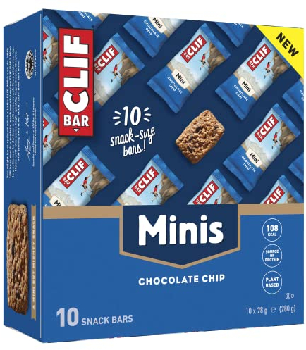 CLIF Bar Minis, Proteinriegel Energieriegel, Vitamin B12 & B6, Chocolate Chip 10 x 28 Gramm