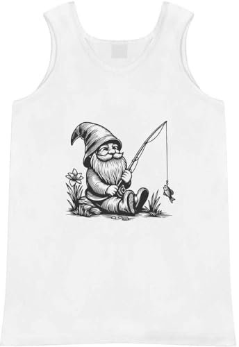 Azeeda Large 'Garden Gnome with Fishing Rod' Adult Vest/Tank Top (AV00129621) White