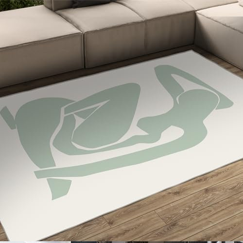 LANDERSION Moderner Teppich Einfacher stilvoller Teppich für Wohnzimmer Papierschneidekunst Kleinflächenteppich Soft Throw Teppiche mit Gummirücken Waschbar 120x170cm
