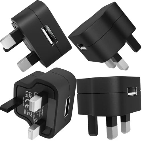 USB Plug UK 3 Pin Mains Charger,USB Wall Charger Plug Adaptor UK Compact Phone Charge Head 5V/1A/5W Charging for iPhone, Samsung and all mobile devices. For Tablets and IPads Charging. Fast Charging