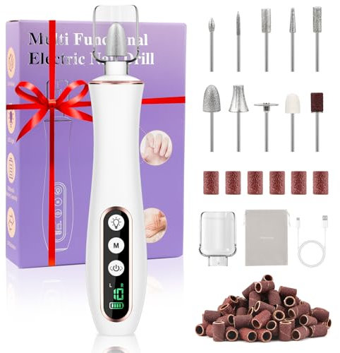 Nagelfeile Elektrisch - Maniküre set Elektrisch - Pediküre set Fußpflege Elektrisch mit 10 Gear, Nail Drill Elektrische Nagelfräser für Gelnägel, Acryl Gelnägel, Naturnägel, Leicht Nagelhaut