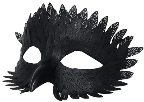 HSSPYY Vogelmaske Halbgesicht – Hochwertige PU-Federoptik Maske für Damen & Herren – Robust & Wetterfest – Ideal für Gothic, Halloween, WGT, Karneval & Maskenball Kostüm Zubehör