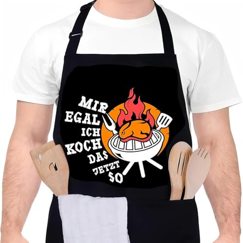 Livdouyu Grillschürze für Männer, Lustige Geschenke für Papa Opa, Küchenschürze, Grillschürze Herren Männer Geschenkideen - MIR EGAL ICH KOCH DAS JETZT SO