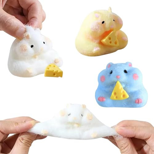 VARKAGE 3 Pcs Squishy Hamster, Cartoon-Hamster Squeeze Toy, Silikon Anti Stress Spielzeug, Squishy Fidget Spielzeug, Sensory Toys für Kinder Ab 6 Jahren