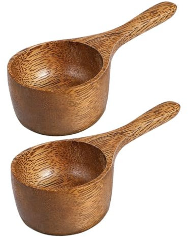 MAGICLULU Wooden Measuring Spoons Coffee Scoop Tea Scoop Small Acacia Wood 2pcs Accurate Measuring for Loose Tea Ground Coffee Baking Kitchen