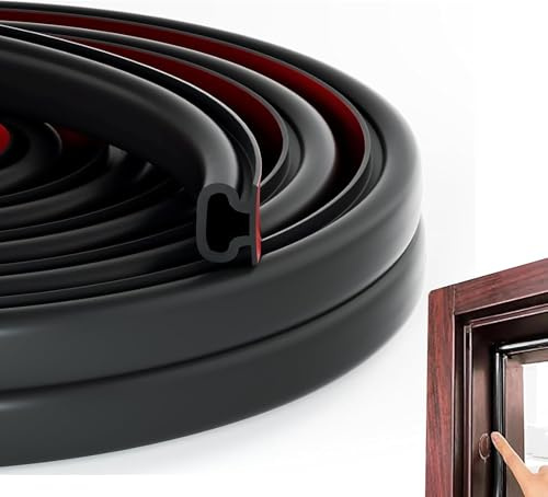 Türdichtung Dichtungsband Selbstklebend, 10m Haustür Dichtung, Türdichtung Selbstklebend, Door Seal Schalldämmung Tür Dichtband Haustür Fenster (Schwarz)