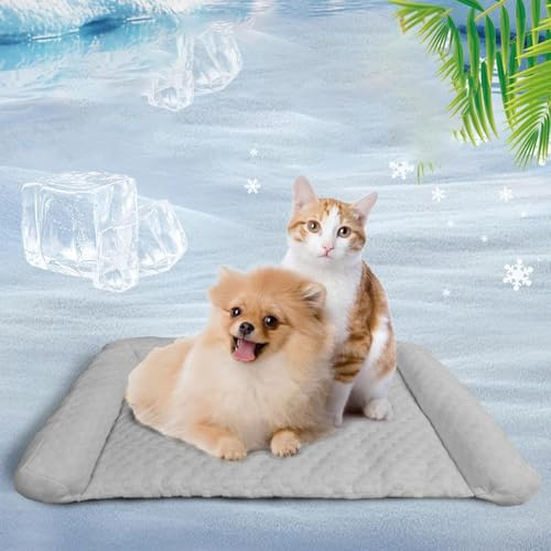 Oveallgo KüHlendes Sofabett, 50 120cm Heatreliefimcooling Dog Bed, Maschinenwaschbar KüHlendes Hundebett, Hundedecke Sofa Halten Sie Ihr Fellbaby (Grau-B, XXXL(120 * 80) cm)