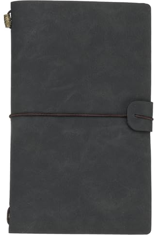 PATIKIL 1 st vintage retro PU-läder anteckningsbok, påfyllningsbar anteckningsbok resedagbok anteckningsbok för resedagbok planerare, lugn grå