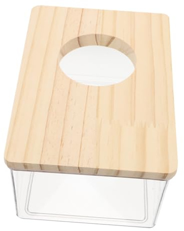 Abaodam Hamster Bath House and Sand Bath Container Small Wooden Square Sandpit for Hamster Grooming and Play in Small Animal Habitats
