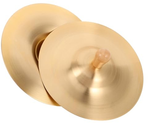 Platillos de Dedo Mini de Latón Dorado 15cm, 1 Par | Niños, Uso en Danza y Fiestas, Formato Redondo Portátil, Aprobado para Educación Orff