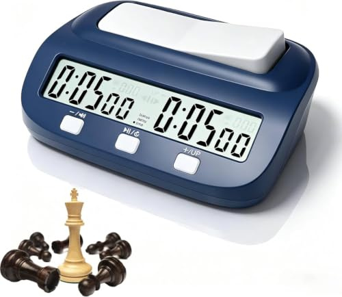 Telituny Digitale Schachuhr mit Timer, Schachuhr mit Bonus & Verzögerung | Chess Clock mit 7 Zeitfunktionen, getrennte Countdown-Zeiten und großes Display, Schachtimer für Schach, Xiangqi und Go