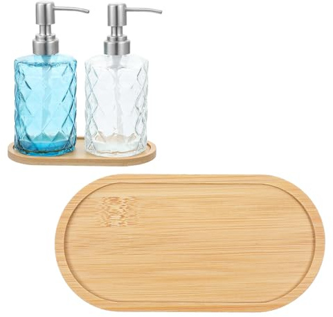 Elegaperma 2 platos decorativos ovalados, bandeja de bambú ovalada, bandeja | Bandeja pequeña de bambú para mesa de comedor, baño, lavabo, bandeja pequeña de madera para té, tartas