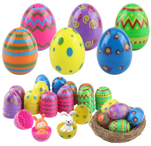 chenyu 24 Piezas Huevos de Pascua Rellenables Adornos de Decoración del Hogar Huevos de Plastico para Fiestas Temáticas Búsquedas del Tesoro Dulces Y Chocolates Huevo de Pascua