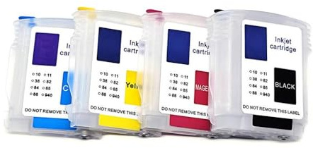 4 Cartucce di tinta riproduttibili a colori con chip di ripristino automatico compatibile con stampante Designjet 111 (82 11 Modelli)