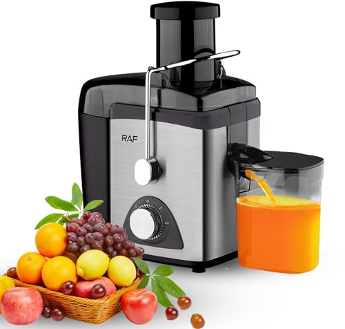 Centrifugadora extractor de zumo, 800 W, centrífuga, extractor de jugo de frutas y verduras, 2 velocidades, fácil de limpiar, sin BPA (Negro)