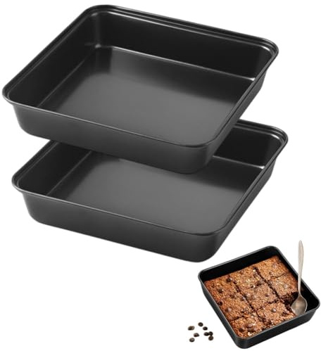 FARYODI Pirofila quadrata da 22 cm, 2 pezzi | Stampo rettangolare antiaderente per torte, brownies, lasagne e gratin, facile da pulire
