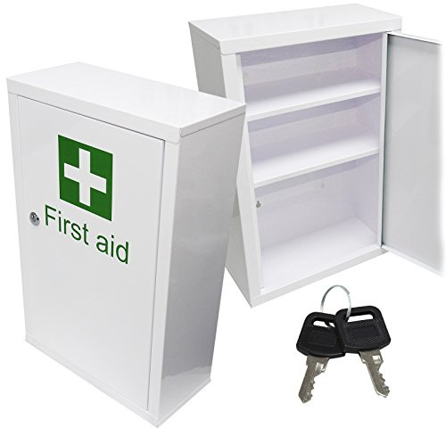Qualicare Large Medicine First Aid Medical Wall Mount Cabinet Cupboard Locker Plus Keys, 1 kg