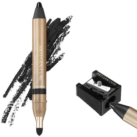 Artisan L'uxe Beauty Velvet Jumbo Eyeliner Pencil & sharpener set Smokey Eyes in 3 Minutes Water Proof, Smudge Proof, Long Lasting Age Defying Essential Oils Midnight (Shade: Black)