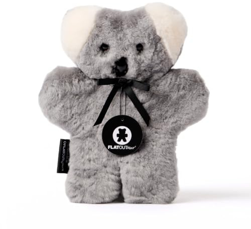 FLATOUTbear Koala Ours en peluche 100 % peau de mouton australien